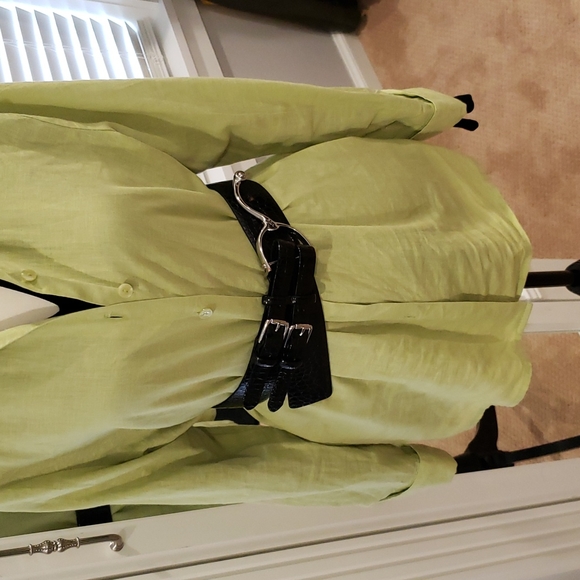 WORTHINGTON Linen Green Cuffed Blouse - Picture 5 of 7